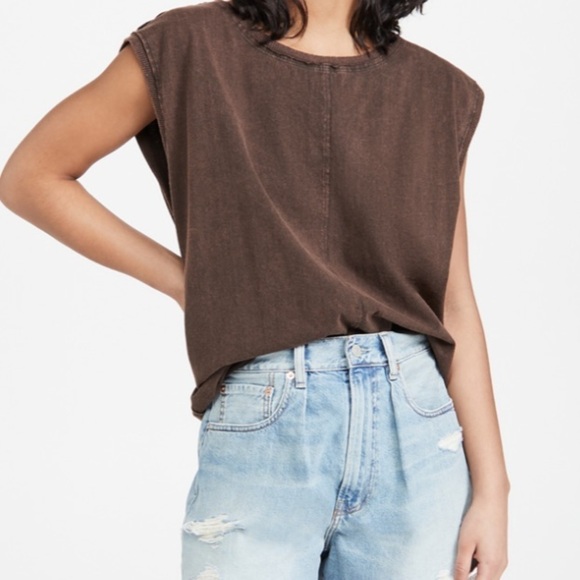 NWT Free People Kaiser Muscle Tank Tee in Raven’s Feather - Picture 4 of 10